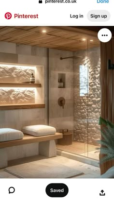 Light Master Bath Ideas, Bathroom With Natural Elements, Bathroom Remodel Stone, Earthy Bathroom Ideas Natural Modern, Nature Inspired Interior Design Modern, Natural Spa Bathroom Ideas, Natural Material Bathroom, Earthy Tone Bathroom Ideas, Home Inspo Bathroom