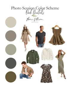 the color scheme for this photo session is brown, green and white with neutrals