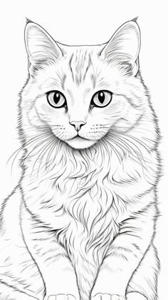 a black and white drawing of a cat