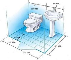 a bathroom with a toilet, sink and mirror measurements are shown in the diagram below