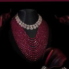 #ruby #rubyjewellery #rubynecklace #diamond #diamondjewellery #diamondnecklaceset #jewellery #jewellerylover #jewellerydesign #necklace #necklaceoftheday #necklacesets #necklacestack #layering #wedding #weddingdress #weddingjewellery Piroi Jewellery, Neck Pics, Diamond Ruby Necklace, Ruby Necklace Set, Beads Haram, Jewellery Styling, Beaded Wedding Jewelry, Big Diamonds, Cz Jewellery