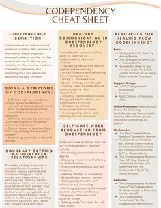 Codependency Cheat Sheet Codependent Relationships Recovering From Codependency Codependency Healing Codependency in Relationships - Etsy UK Heal From Codependency, Types Of Codependency, Psychological Wellbeing Practitioner, Healing From Codependency, Codependency Healing Affirmations, How To Stop Being Codependent, What Is Codependency Relationships, Stop Codependency, Co Dependency