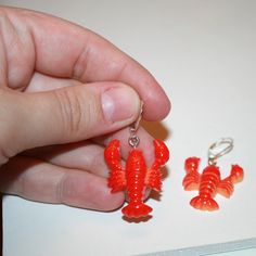 "Red Lobster Earrings They measure 1.35\" long Hooks are sterling plated, extra secure and work with gauges" Novelty Red Pierced Earrings, Red Novelty Drop Earrings, Lobster Earrings, Ocean Earrings, Mermaid Earrings, Red Lobster, Big Earrings, Phoenix Az, Seafood