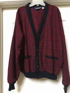 Vtg Pendelton Cardigan Mens Made in USA 100% Virgin Wool Burgundy/ Blue, Size 1X. Great condition. Absolutely wonderful Classic item to have. Please see photos for details. Thank you for checking it out and please visit our store for more great finds.