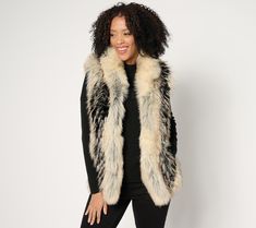 For rooftop parties, outdoor dining, and fresh-air festivities of all sorts, ditch the outfit-covering coat in favor of this statement-making special-edition vest that keeps with the classy dress code. From Donna Salyers Fabulous Furs. Luxury Faux Fur Vest For Fall, Faux Fur Vest Women, Luxury Sleeveless Faux Fur Outerwear, Women Faux Fur Vest, Vest With Pockets, Mally Beauty, Adaptive Clothing, Fabulous Furs, Faux Fur Vest