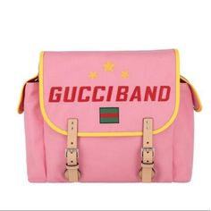 Gucci Kids Band Diaper Backpack New!!! Yellow Designer Gucci Bag, Designer Yellow Gucci Bag, Gucci Travel Backpack With Adjustable Strap, Gucci Rectangular Travel Backpack, Luxury Gucci Rectangular Backpack, Gucci Travel Backpack, Rectangular, Gucci Rectangular Backpack For Everyday Use, Luxury School Bags With Logo, Pink Gucci Shoulder Bag For Travel