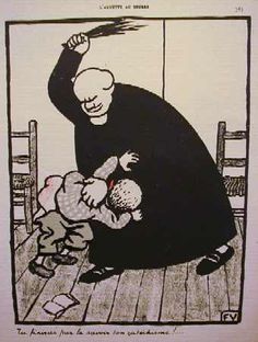 a drawing of a man holding a baby in his arms while another person is on the ground