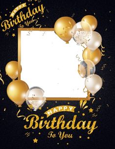 a birthday card with balloons and confetti in the shape of a rectangle