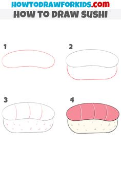 how to draw sushi for kids with step by step instructions on how to draw sushi