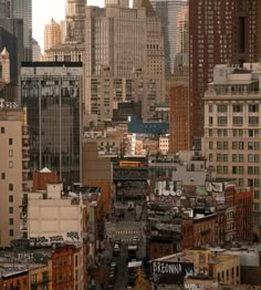 the city skyline is full of tall buildings