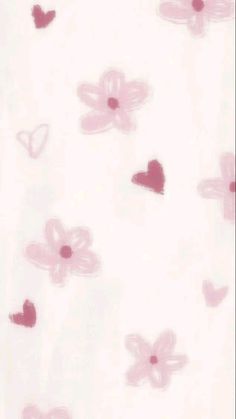 pink flowers and hearts drawn on white paper