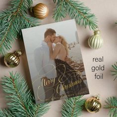 Simple elegant newlywed Merry Christmas gold Foil Holiday Card Wedding Couple Photo, Wedding Couple Photos, Christmas On A Budget, Christmas Holiday Cards, Couple Photo, Wedding Couple