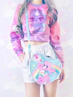 Happy Rainbow Bear Heart Shoulder Bag Cute Kawaii Pink | Etsy 3d Pokemon, Kawaii Outfit Ideas, Happy Rainbow, Yume Kawaii, Buy Clothes Online, Rainbow Outfit, Pink Y2k, Y2k Clothing, Bag Cute