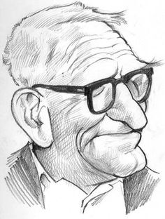 a drawing of an older man wearing glasses