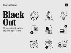 black out modern black - white style u - spot icons