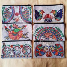 Madhubani Art On Envelope, Bohemian Hand Painted Bags For Daily Use, Hand Painted Pouches, Madhubani Painting On Jute Bag, Hand Painted Pouch Bags For Daily Use