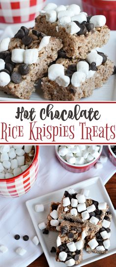 rice krispies treats with marshmallows and chocolate on top are the perfect treat