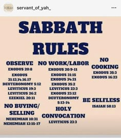 a poster with the words sabath rules on it