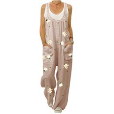 This jumpsuit is designed to keep you looking and feeling your best all day long. The stunning floral print adds a touch of elegance and personality, while the comfortable and breathable fabric ensures ease of movement. The sleeveless design and wide-leg silhouette make it perfect for any occasion, whether you're attending a summer wedding, a garden party, or simply enjoying a day out with friends. Plus Size Jumpsuit Pattern, Loose Jumpsuit Outfit, Flower Print Jumpsuit, Pocket Jumpsuit, Loose Jumpsuit, Casual Chique, Jumpsuits And Romper, Plus Size Jumpsuit, Casual Stylish