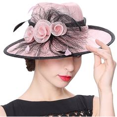 June's Young Sun Hats women Hat Pink Black Brim ($38) ❤ liked on Polyvore featuring accessories, hats, sun hat, pink hat, beach hats, brimmed hat and brim sun hat Kentucky Derby Dress, Hat And Sunglasses, Hats For Big Heads, Sinamay Fascinator, Ladies Hats, Hat Wedding, Derby Dress, Beach Hats, Mens Sun Hats