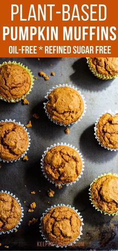 vegan pumpkin muffins with text overlay