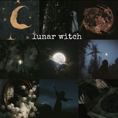 a collage of images with the words lunar witch