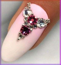 Chrome Nails With Jewels, Nail Art With Rhinestones, Caviar Nails, Purple Nail Art, Nail Design Video