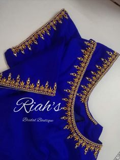 Simple Aari Embroidery Designs, Very Simple Aari Work Blouse Design Blue, Simple Work For Blouse, Simple Design Aari Work Blouse, Simple Arya Work Blouse Designs, Aari Simple Designs, Simple Maggam Blouse Designs, Blue Blouse Aari Work Designs, Blue Blouse Maggam Work