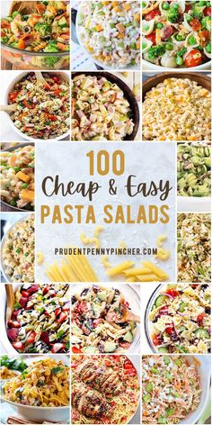 the top ten pasta salads are shown in this collage