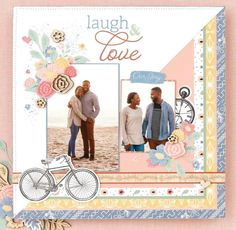 a scrapbook page with an image of two men and a woman standing next to each other