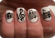 Music Note Nails, Music Nail Art, Cute Easy Nail Designs, Do It Yourself Nails, Music Nails, Nailart Tutorial, Black And White Nail Designs, Cute Simple Nails, Black Nail Designs