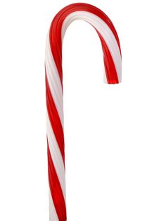 a red and white candy cane on a white background