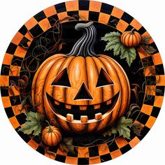 a painting of a jack o lantern pumpkin