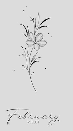 a black and white drawing of flowers with the word february written below it in cursive writing