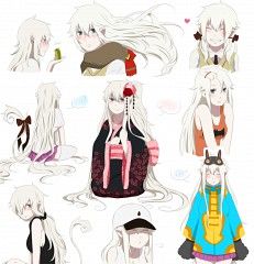 some anime characters with long white hair