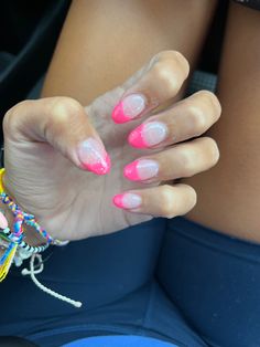 Sparkly Pink French Tips, Pink Sparkly French Tip Nails, Pink Glitter French Tip Nails, Sparkly French Tip Nails, Sliver Nails, Pink French Tip, Retro Nails, Pink Glitter Nails