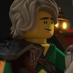 the lego movie character is holding his arm around another character's shoulder and looking off into the distance