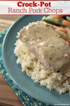 crock pot ranch pork chops on top of rice