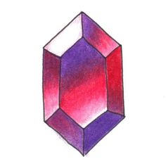 a drawing of a pink and purple cube