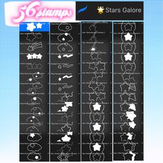 the stars galore poster shows how to draw them in different shapes and sizes, as well as their names