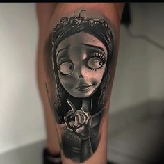 Corpse Bride Emily Realistic Portrait Nightmare Before Christmas Color Cartoon Tattoo Idea & Design on Leg Corpse Bride Emily Realistic Portrait Nightmare Corpse Bride Emily, Nightmare Before Christmas Tattoo, Cartoon Tattoo, Christmas Tattoo, Realistic Portrait, Ram Skull, Color Cartoon, Christmas Color, Cartoon Tattoos