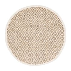 the round rug is made out of jute and has an intricate pattern on it