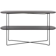 a black table with two shelves on each side