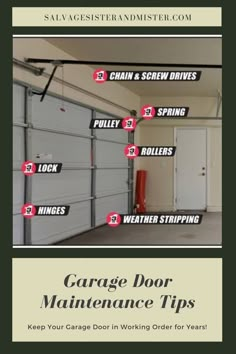 Check out the before and after pictures on our first garage door project!  Tips for keeping your garage door in working order for years come! Garage Door Maintenance, Garage Door Panels, Garage Organization Tips, Garage Door Insulation, Home Maintenance Checklist, Garage Door Makeover, Handyman Projects, Diy Garage Door, Garage Remodel