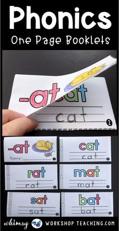 the phonics one page booklet is shown with pictures of different words on it