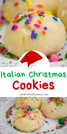 italian christmas cookies on a plate with sprinkles