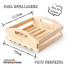 a wooden tray with measurements for each item