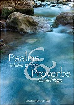 a book cover with water and rocks in the foreground, which reads palms and proverbs