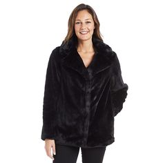 Put some fresh style in your wardrobe with this women's faux-fur notch collar coat from Fleet Street. Put some fresh style in your wardrobe with this women's faux-fur notch collar coat from Fleet Street. Oversized lapel and notch collar Front snap closure Long sleeves 2 exterior pockets Faux-fur fabric constructionFIT & SIZING Designed to hit just below the waist 27-in. approximate length from center back to hem MidweightFABRIC & CARE Polyester Dry clean Imported Size: Medium. Color: Bla Fleet Street, Collar Coat, Faux Fur Fabric, Fur Fabrics, Collared Coat, Notch Collar, Notched Collar, Fur Coat, Faux Fur