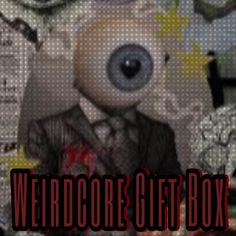 a teddy bear wearing a suit and tie with the words weird core gift box on it